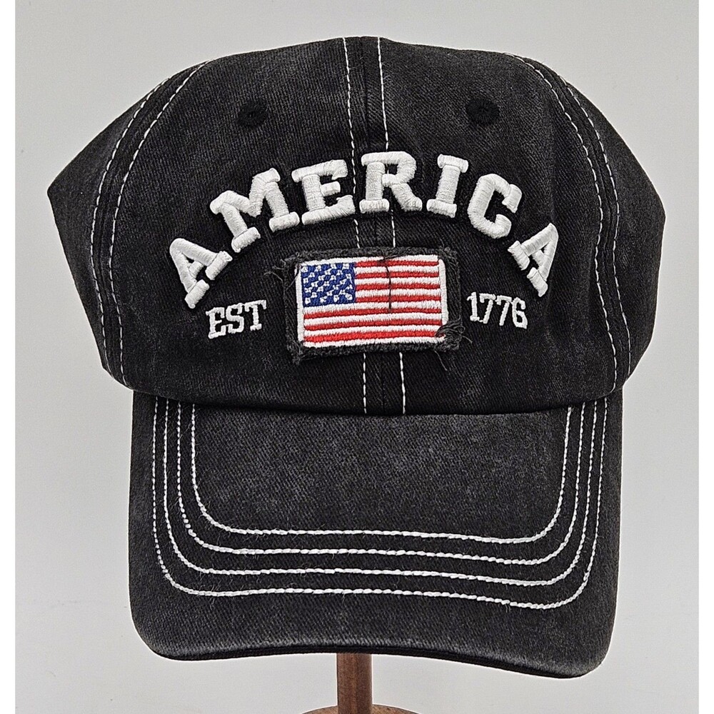 America Distressed Baseball Cap Est. 1776 American Flag USA Men Women Black New